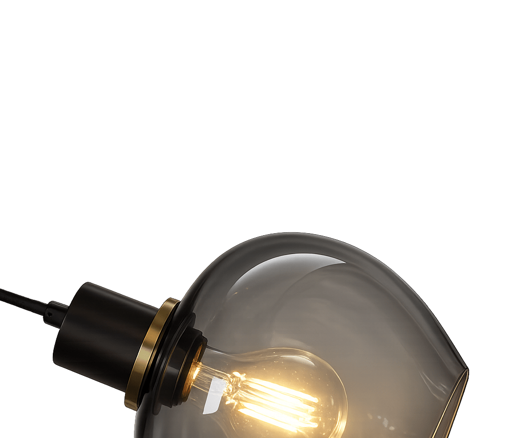 Ariston Ø20 Couleur fumée lampe de fenêtre De Lampan - Elle est fournie avec un c&acirc;ble textile noir de 3,5 m, un interrupteur et une prise.