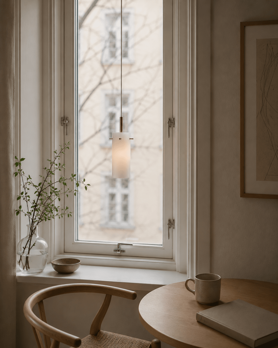 Cilinda Ø7 Laiton/blanc lampe de fenêtre De Nordic Lighting - Cilinda est une lampe de fen&ecirc;tre intemporelle au design &eacute;l&eacute;gant.