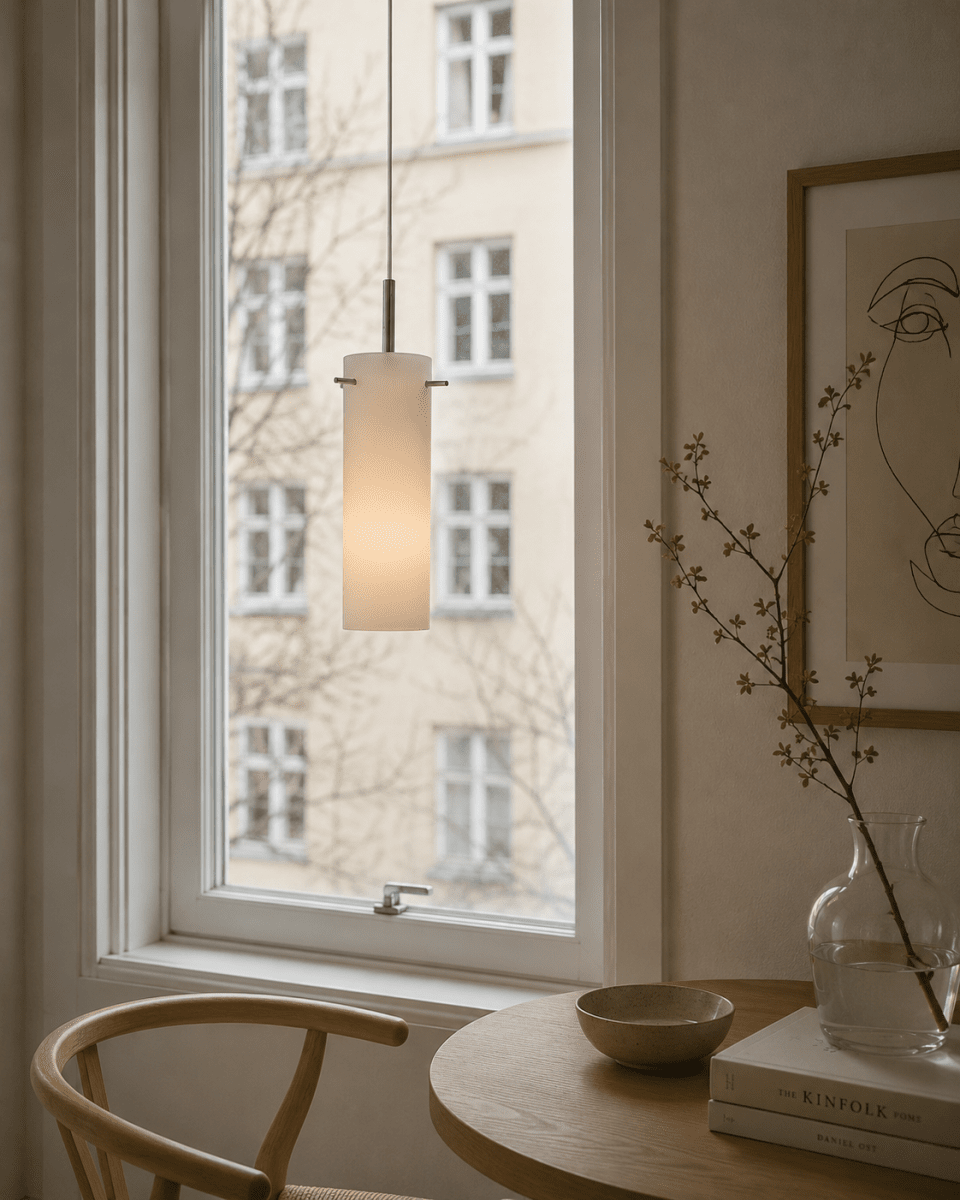Cilinda Ø7 Chrome/blanc lampe de fenêtre De Nordic Lighting - Cilinda est une lampe de fen&ecirc;tre intemporelle au design &eacute;l&eacute;gant.