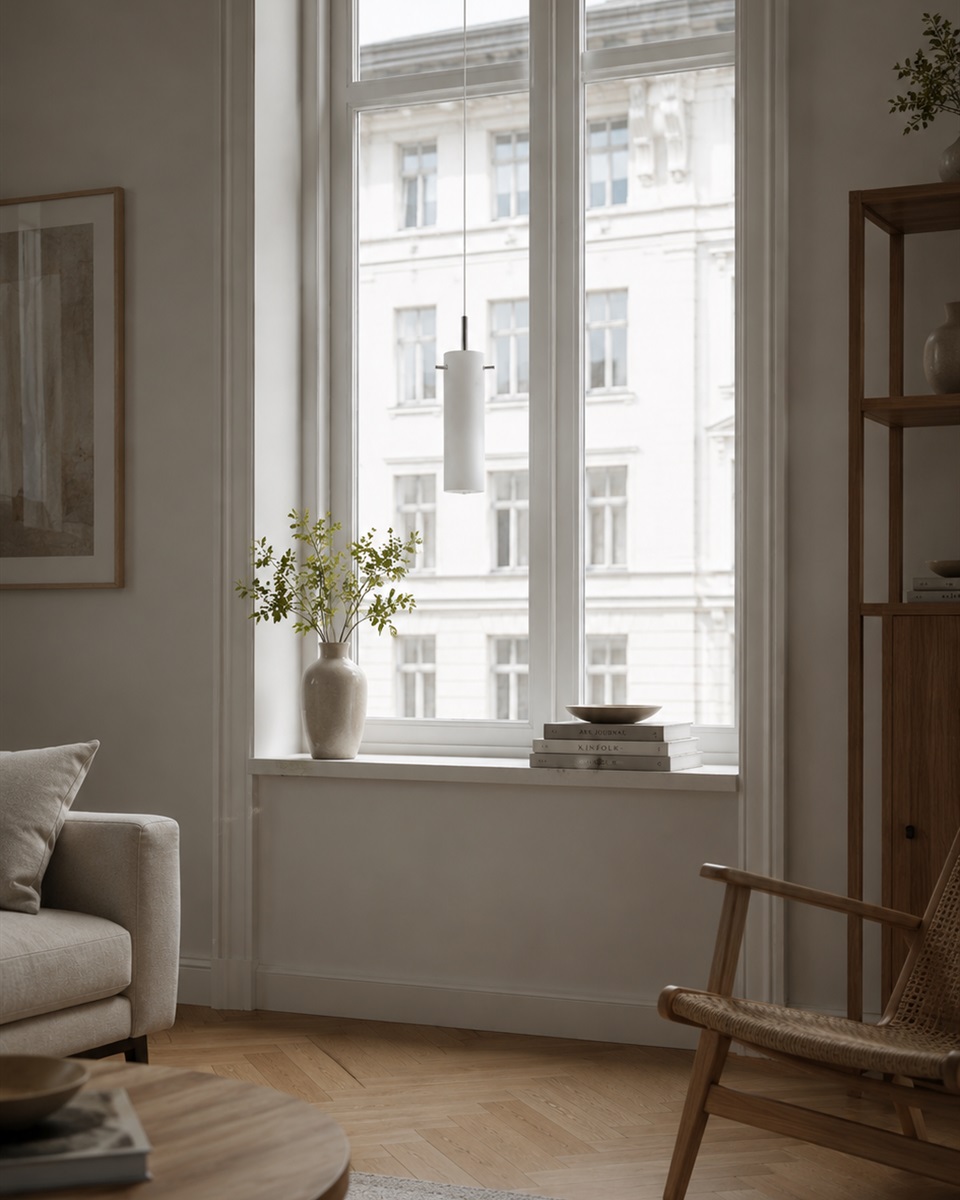 Cilinda Ø7 Chrome/blanc lampe de fenêtre De Nordic Lighting - Cilinda est une lampe de fen&ecirc;tre intemporelle au design &eacute;l&eacute;gant.