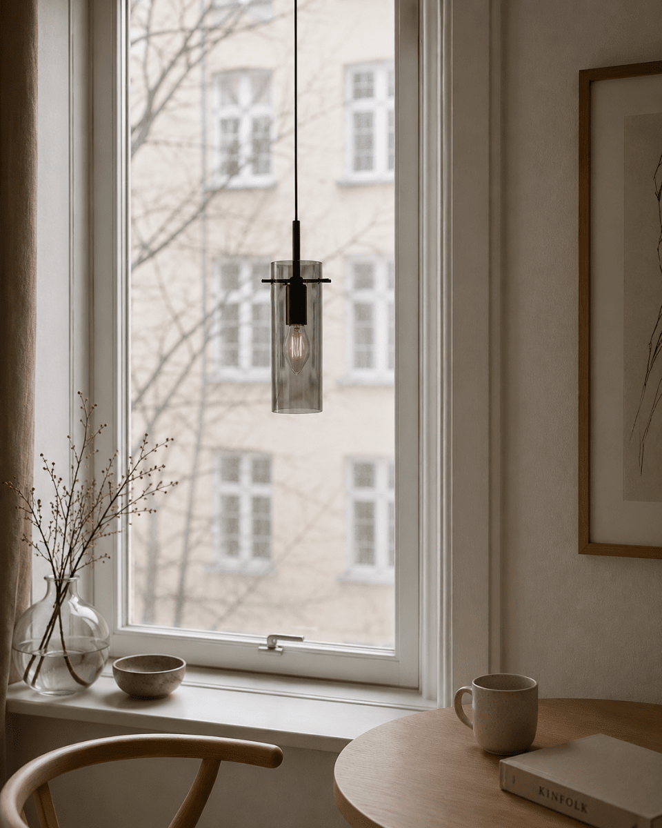 Cilinda Ø7 Noir/Fumé lampe de fenêtre De Nordic Lighting - Cilinda est une lampe de fen&ecirc;tre intemporelle au design &eacute;l&eacute;gant.
