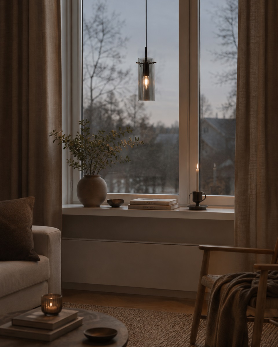 Cilinda Ø7 Noir/Fumé lampe de fenêtre De Nordic Lighting - Cilinda est une lampe de fen&ecirc;tre intemporelle au design &eacute;l&eacute;gant.