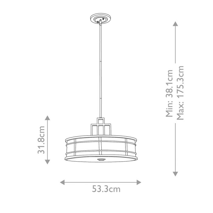 Fusion Ø53 Laiton suspension De Elstead Lighting - Le cadre est équipé de verre opale nervuré sur les côtés et d'un dôme en verre en bas comme diffuseur, créant un effet d'éclairage fascinant.
