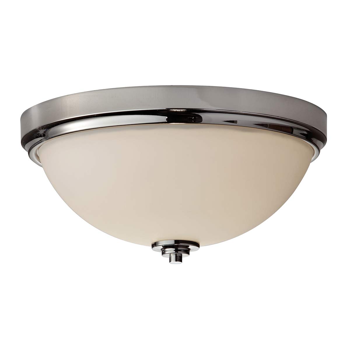 Malibu Ø34 Chrome poli lampe de salle de bain De Elstead Lighting - Il présente un design élégant avec un dôme en verre gravé en opale qui émet une lumière douce et agréable.
