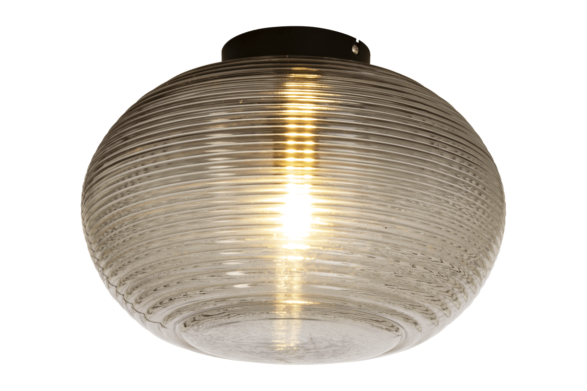 Sefyr Ø32 Couleur fumée plafonnier De Aneta Lighting - Plafonnier SEFYR avec verre plat, nervur&eacute;, color&eacute;, 40 W E27 (non inclus).