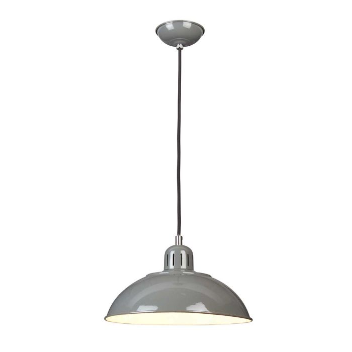 Franklin Ø30 Gris suspension De Elstead Lighting - Den vita insidan av sk&auml;rmen ger en klar och bra ljusspridning.