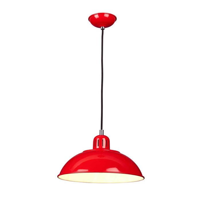Franklin Ø30 ROUGE suspension De Elstead Lighting - Den vita insidan av sk&auml;rmen ger en klar och bra ljusspridning.