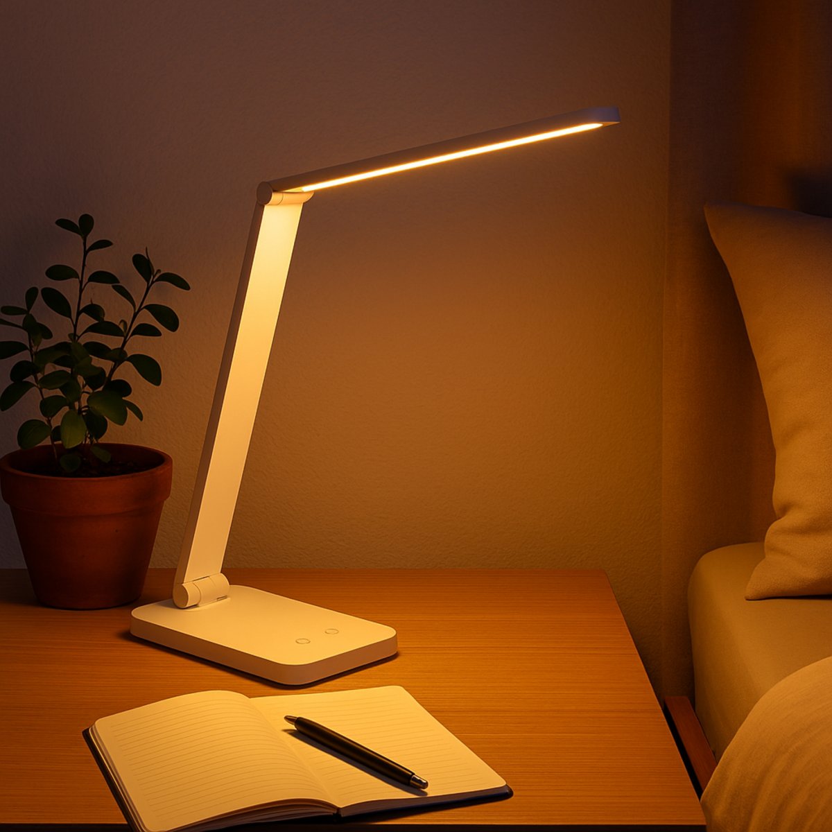Lomina 38cm Blanc lampe de bureau De Brilliant - Lomina est une lampe de bureau élégante et pratique, fabriquée en métal blanc et en plastique.