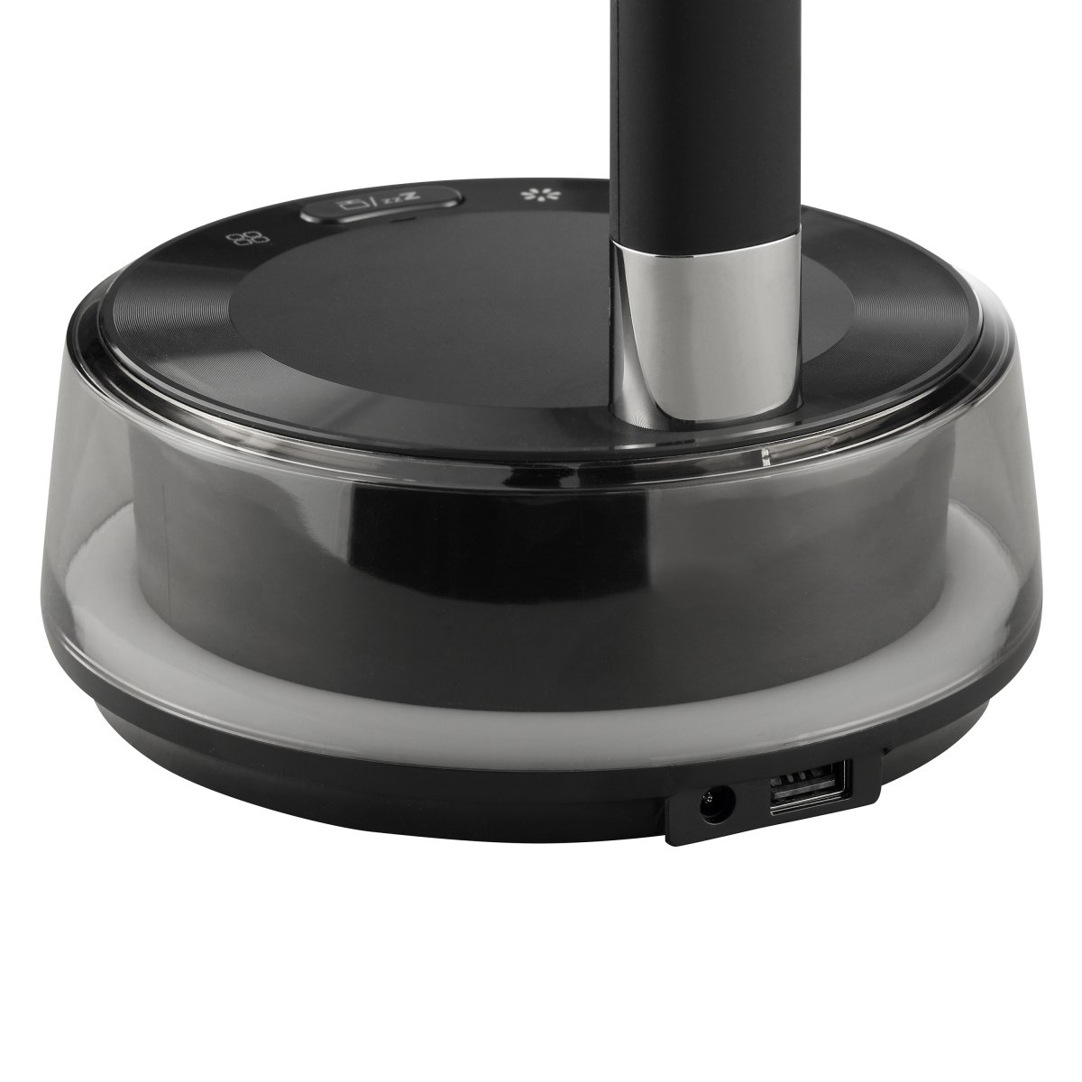 Moonglow 53cm Noir lampe de bureau De Brilliant - Fabriqu&eacute;e en m&eacute;tal noir et plastique, elle arbore un design &eacute;l&eacute;gant avec un bras flexible, ce qui en fait une lampe de lecture ou de chevet id&eacute;ale.