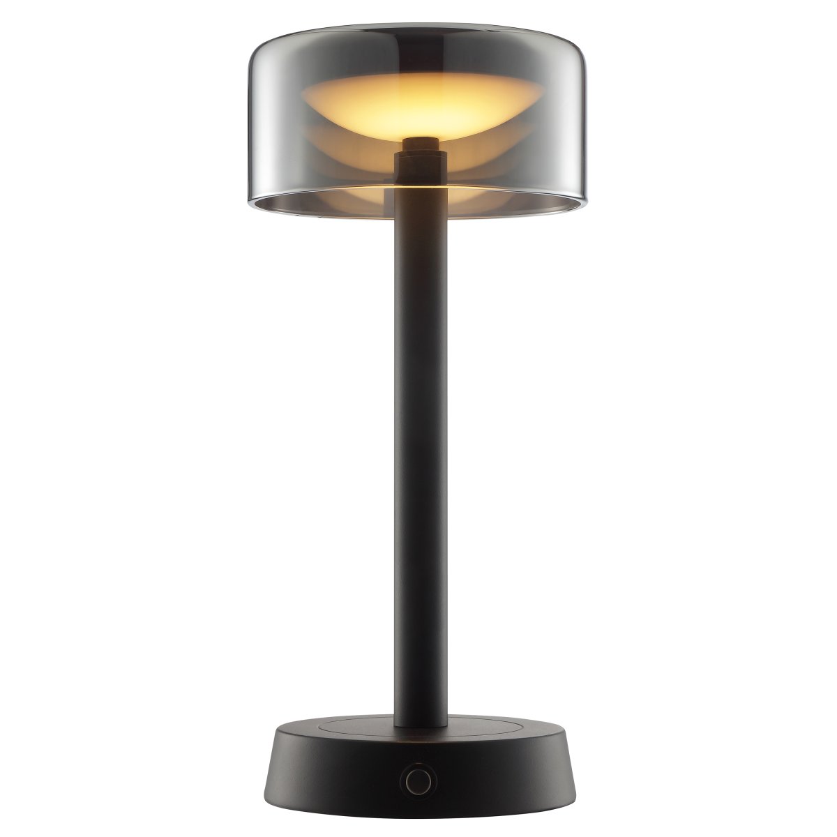 Razor 26cm Noir portable De Brilliant - Razor est une lampe de table portable moderne et élégante, au charme exclusif grâce à l'alliance du métal noir et du verre fumé.