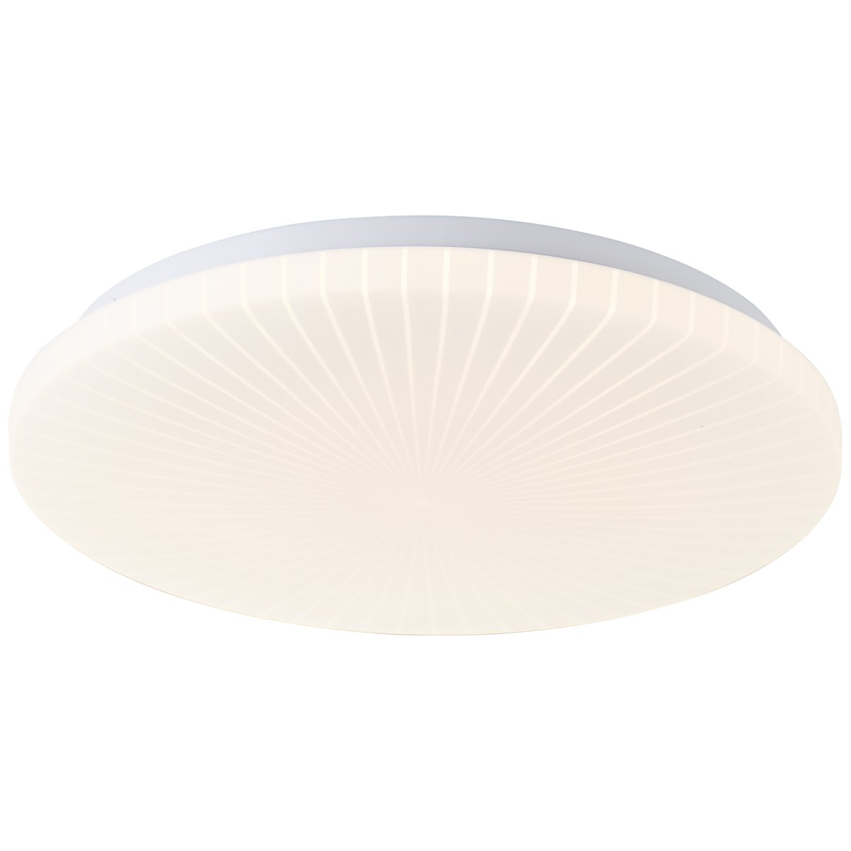 Fenja Ø34 Blanc plafonnier De Brilliant - La source lumineuse LED intégrée produit une lumière blanc chaud (3000 K) et une luminosité de 2600 lumens, idéale pour créer un environnement agréable et lumineux, comme un couloir ou une cuisine.