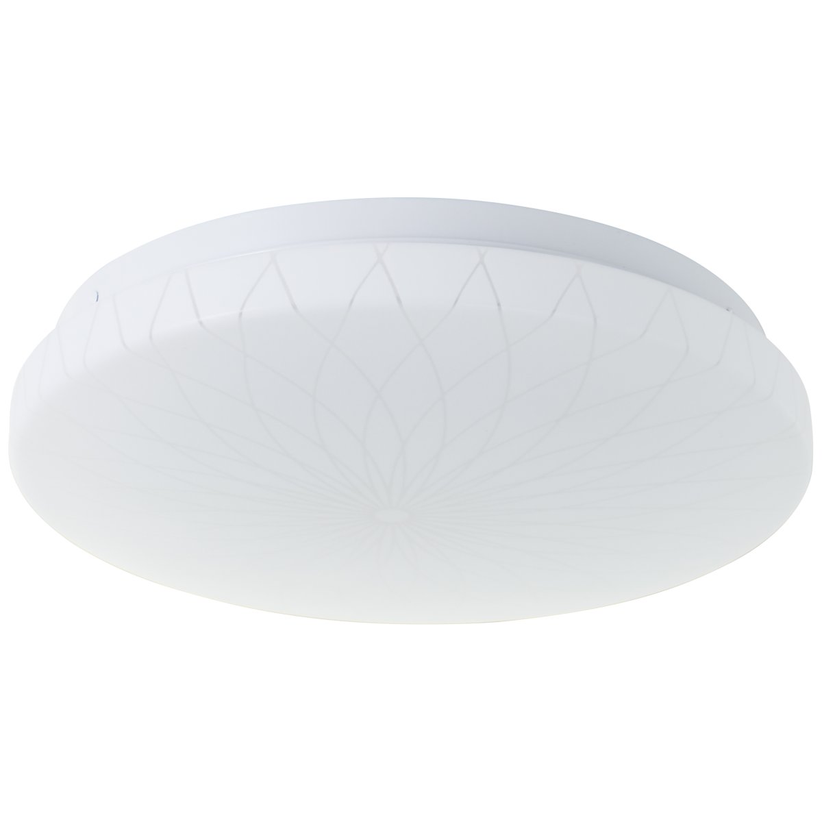 Farah Ø26 Blanc plafonnier De Brilliant - La source lumineuse LED int&eacute;gr&eacute;e produit une lumi&egrave;re blanc chaud (3000 K) et une luminosit&eacute; de 1400 lumens, id&eacute;ale pour cr&eacute;er un environnement agr&eacute;able et lumineux, comme un couloir ou une cuisine.