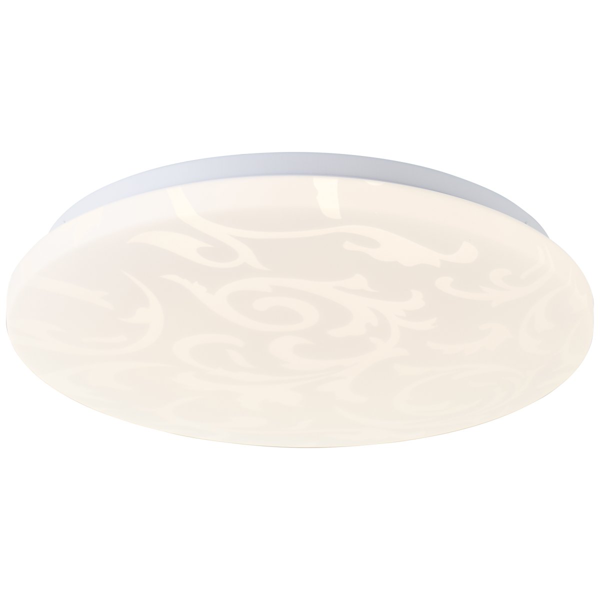 Clarica Ø34 Blanc plafonnier De Brilliant - La source lumineuse LED intégrée produit une lumière blanc chaud (3000 K) et une luminosité de 2600 lumens, idéale pour créer un environnement agréable et lumineux, comme un couloir ou une cuisine.