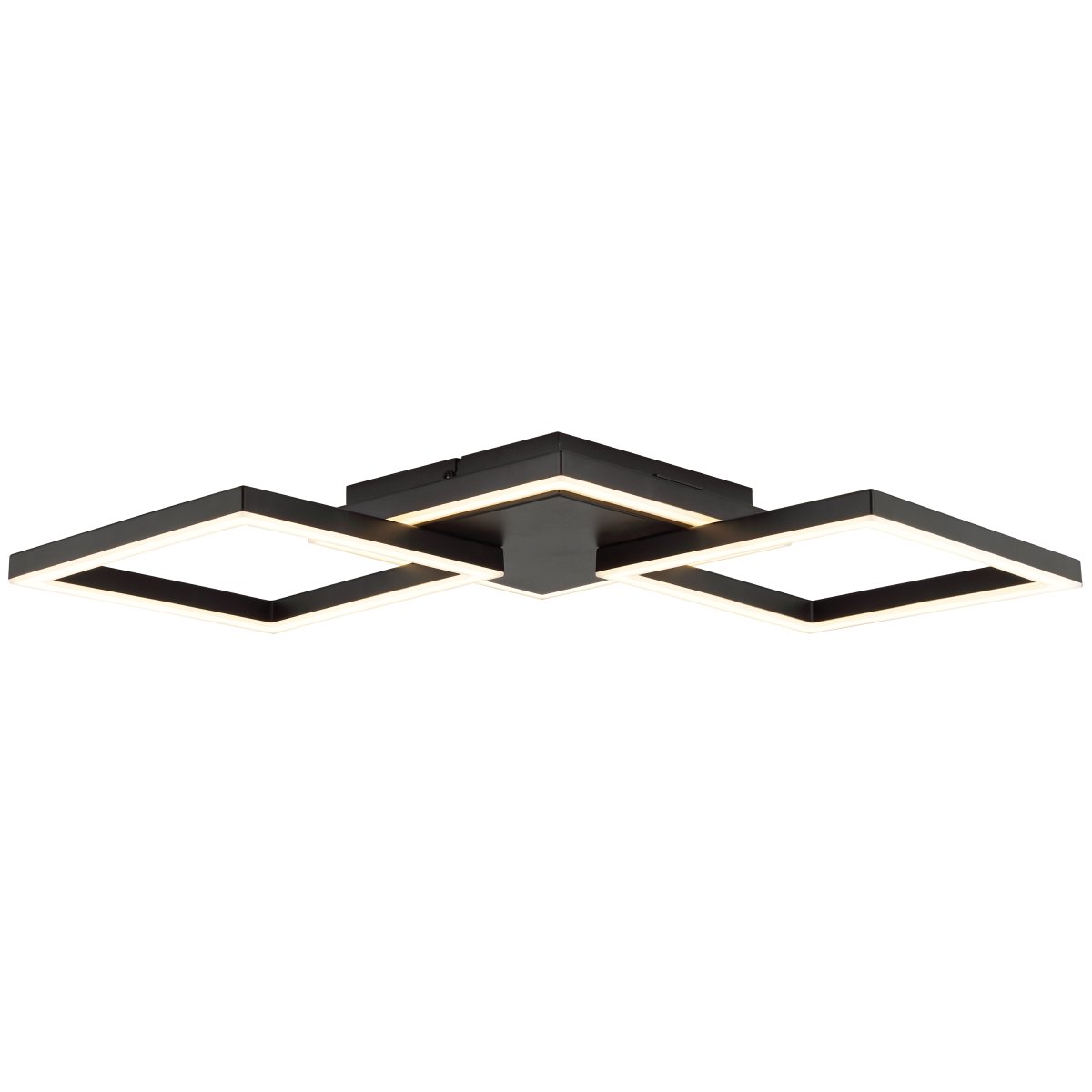 Jorvic 62cm Noir plafonnier De Brilliant - Le plafonnier Jorvic est fabriqué en métal et en plastique et présente une structure unique en trois parties avec trois cadres LED carrés.