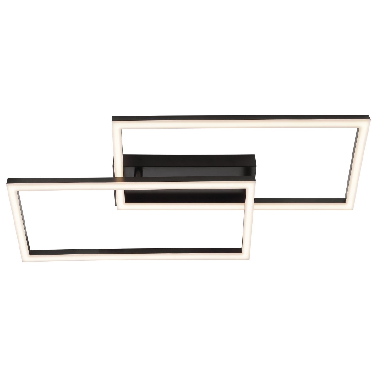 Jorvic 60cm Noir plafonnier De Brilliant - Le plafonnier Jorvic est fabriqué en métal et en plastique et présente une structure unique en deux parties avec deux cadres LED rectangulaires.