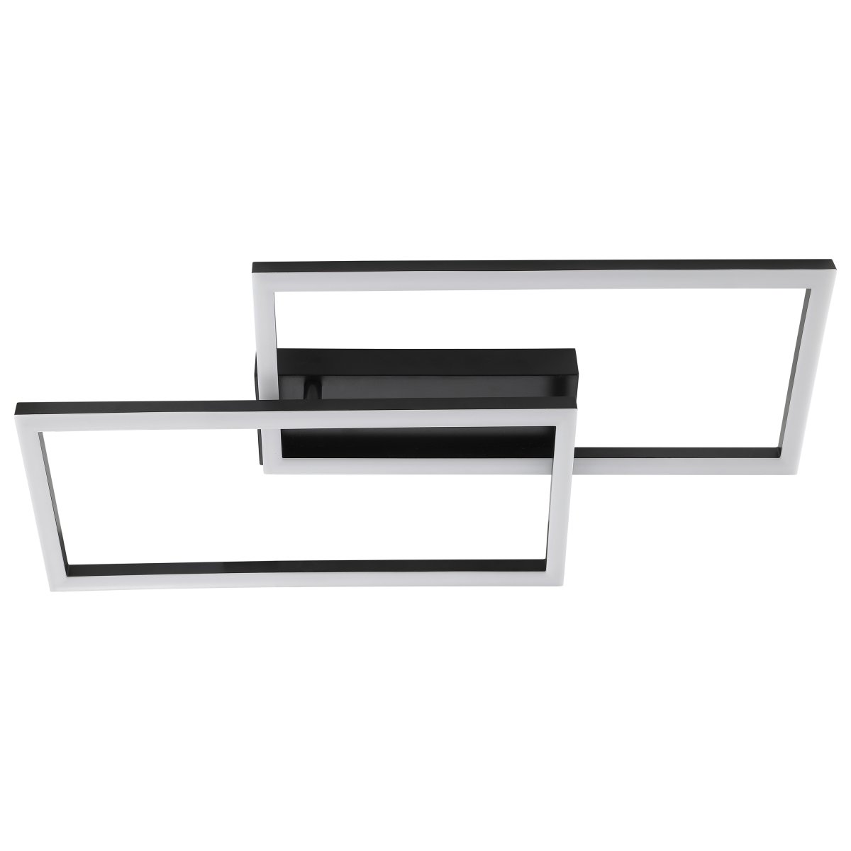 Jorvic 60cm Noir plafonnier De Brilliant - Le plafonnier Jorvic est fabriqué en métal et en plastique et présente une structure unique en deux parties avec deux cadres LED rectangulaires.