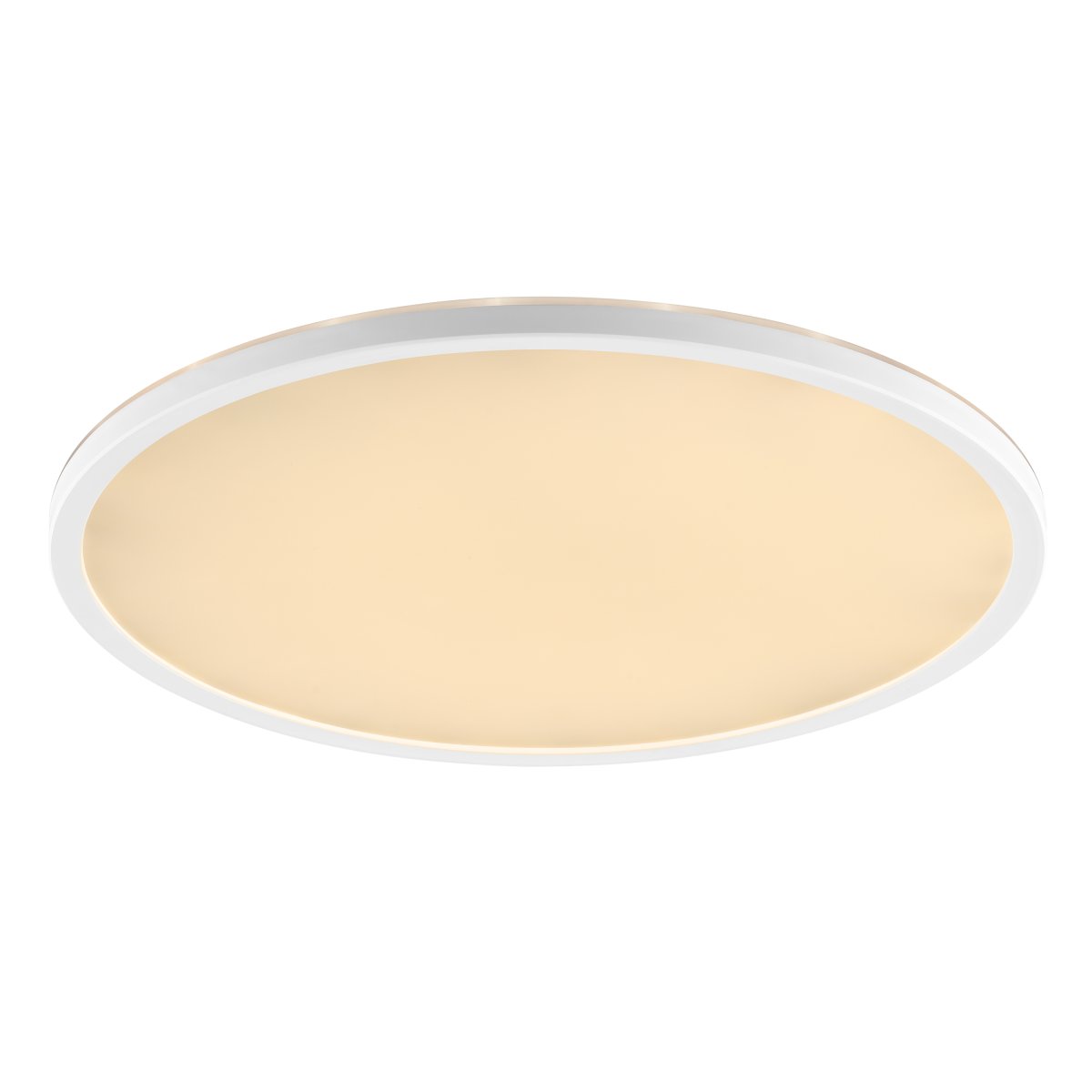 Samora Ø42 Blanc lampe de salle de bain De Brilliant - Son cadre blanc renferme un grand panneau LED qui diffuse une lumière vive et uniforme sur toute sa surface – idéal pour les pièces où un bon éclairage est essentiel.
