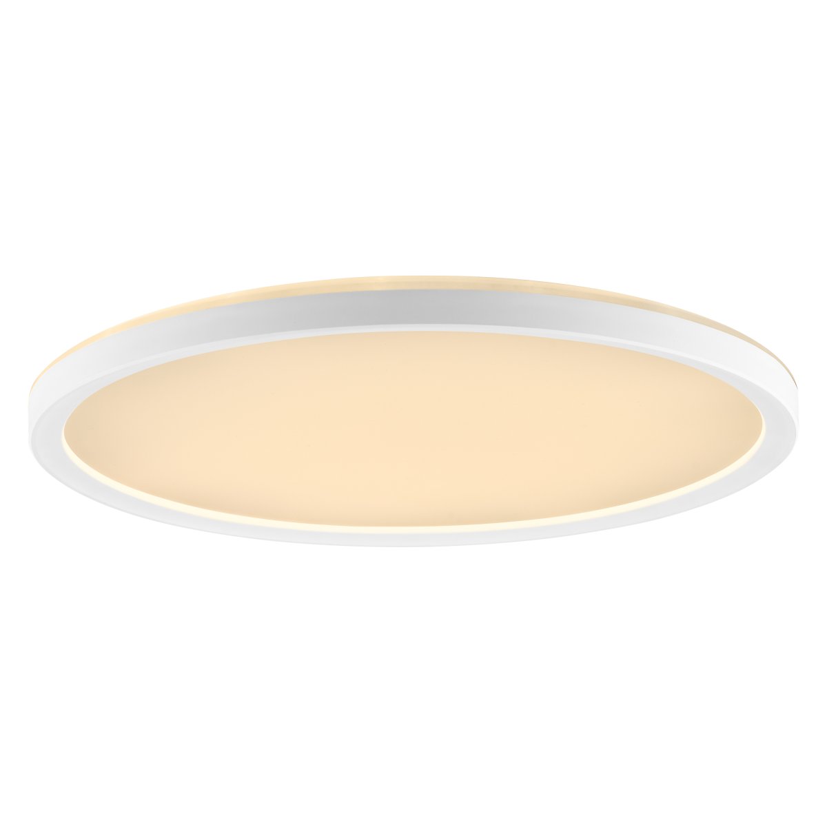 Samora Ø30 Blanc plafonnier De Brilliant - Son cadre blanc abrite un grand panneau LED diffusant une lumière vive et uniforme sur toute sa surface, idéal pour les pièces où un bon éclairage est essentiel.