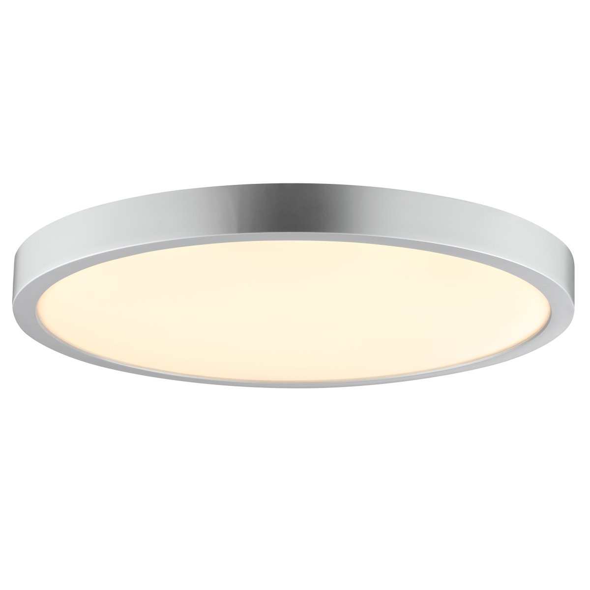 Jade Ø38 Argent lampe de salle de bain De Brilliant - Son cadre argenté abrite un grand panneau LED diffusant une lumière vive et uniforme sur toute sa surface, idéal pour les pièces où un bon éclairage est essentiel.