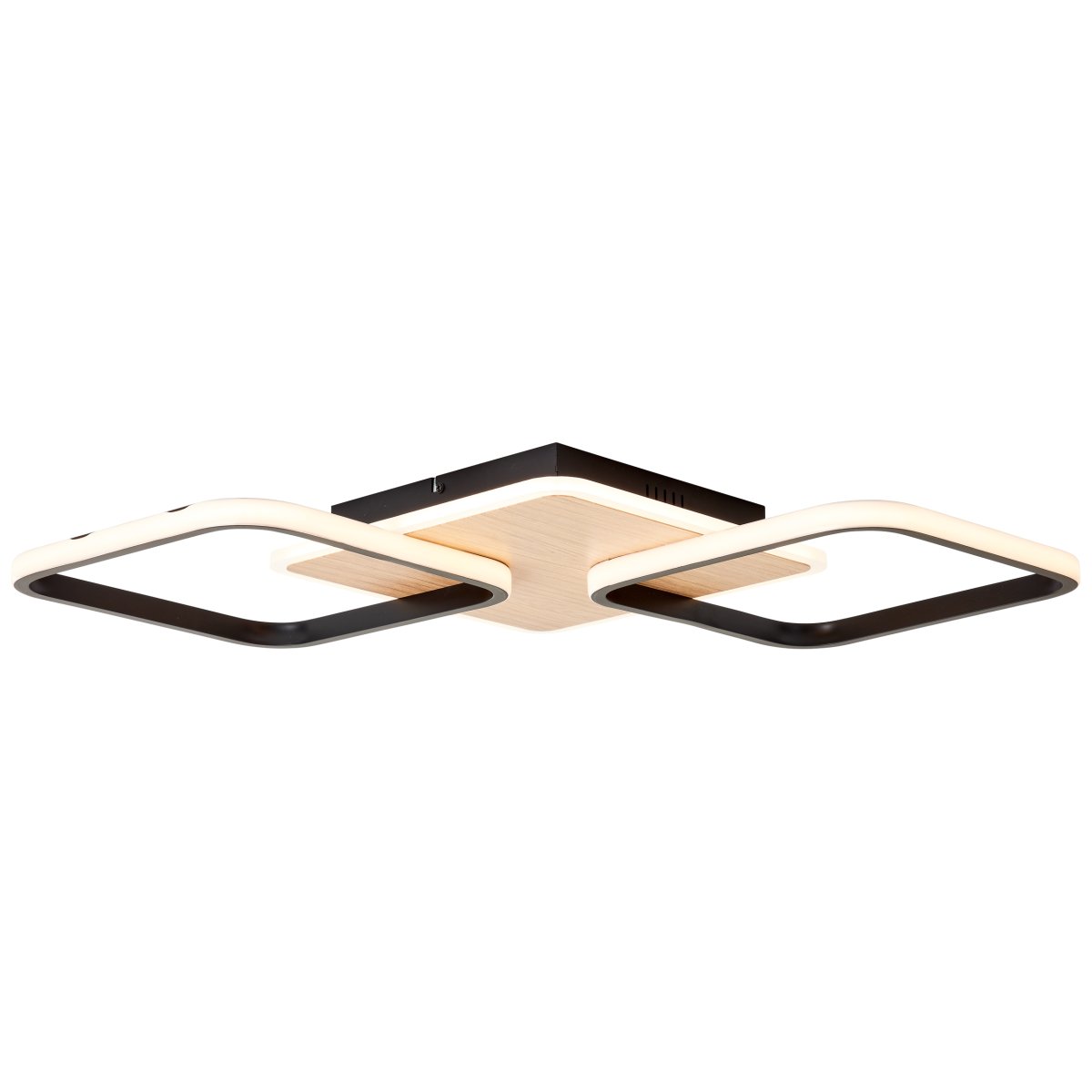 Dennet 62cm Noir plafonnier De Brilliant - Les bandes LED diffusent une lumi&egrave;re blanche chaude et intense, r&eacute;glable en trois niveaux gr&acirc;ce &agrave; un interrupteur mural standard.