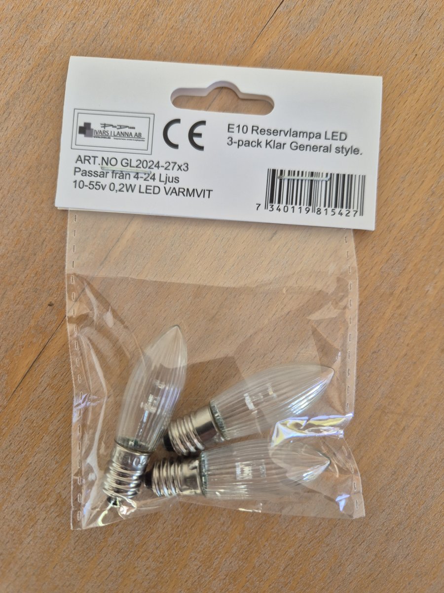 E10 LED 0,2W 2700K Pack De 3 De Pixie Design - Ampoules de rechange en pack de 3, douille E10, 0,2W par ampoule.
