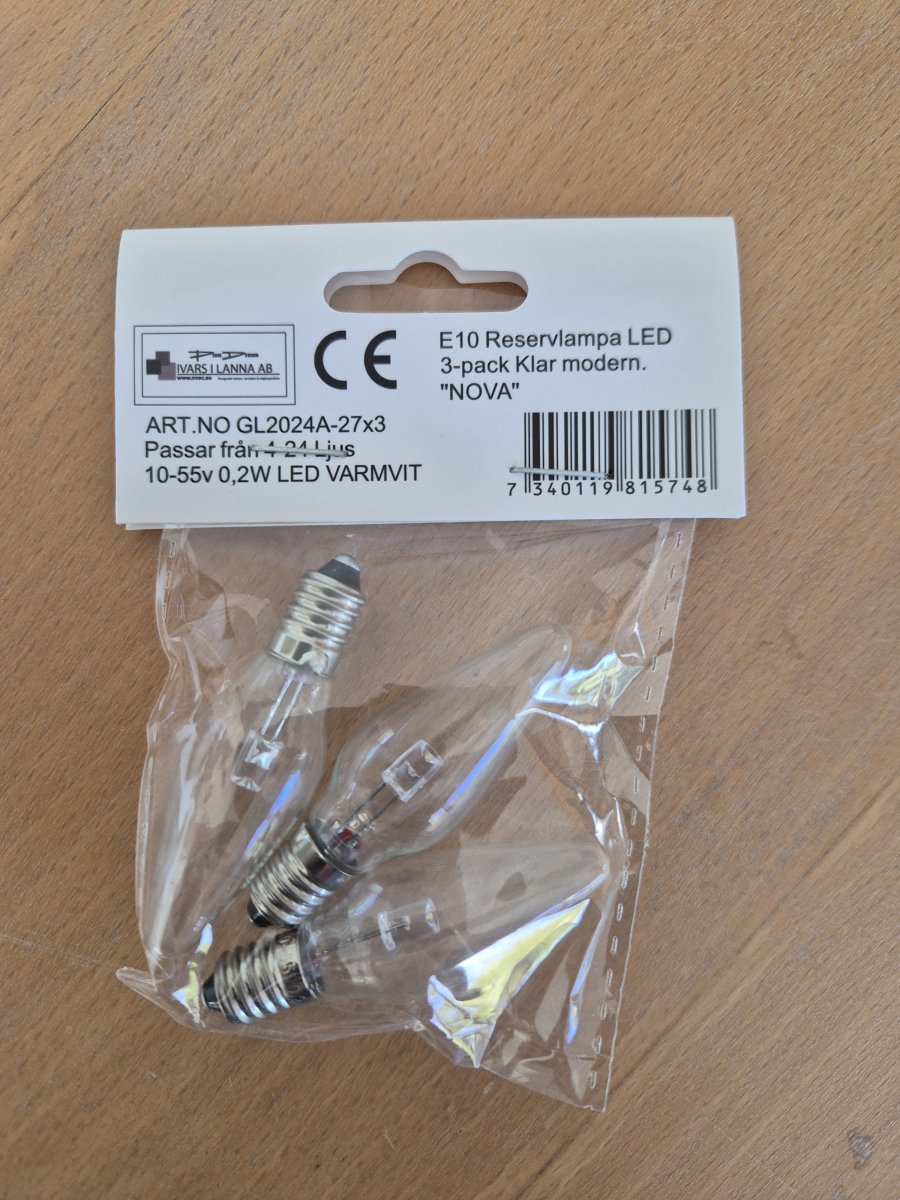 E10 LED 0,2W 2700K Pack De 3 De Pixie Design - Ampoules de rechange en pack de 3, douille E10, 0,2W par ampoule.