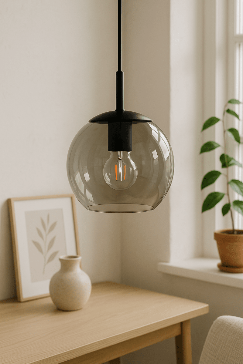 Globi Ø15 Noir/Fumé lampe de fenêtre De Nordic Lighting - Livr&eacute; avec un long c&acirc;ble et une prise.