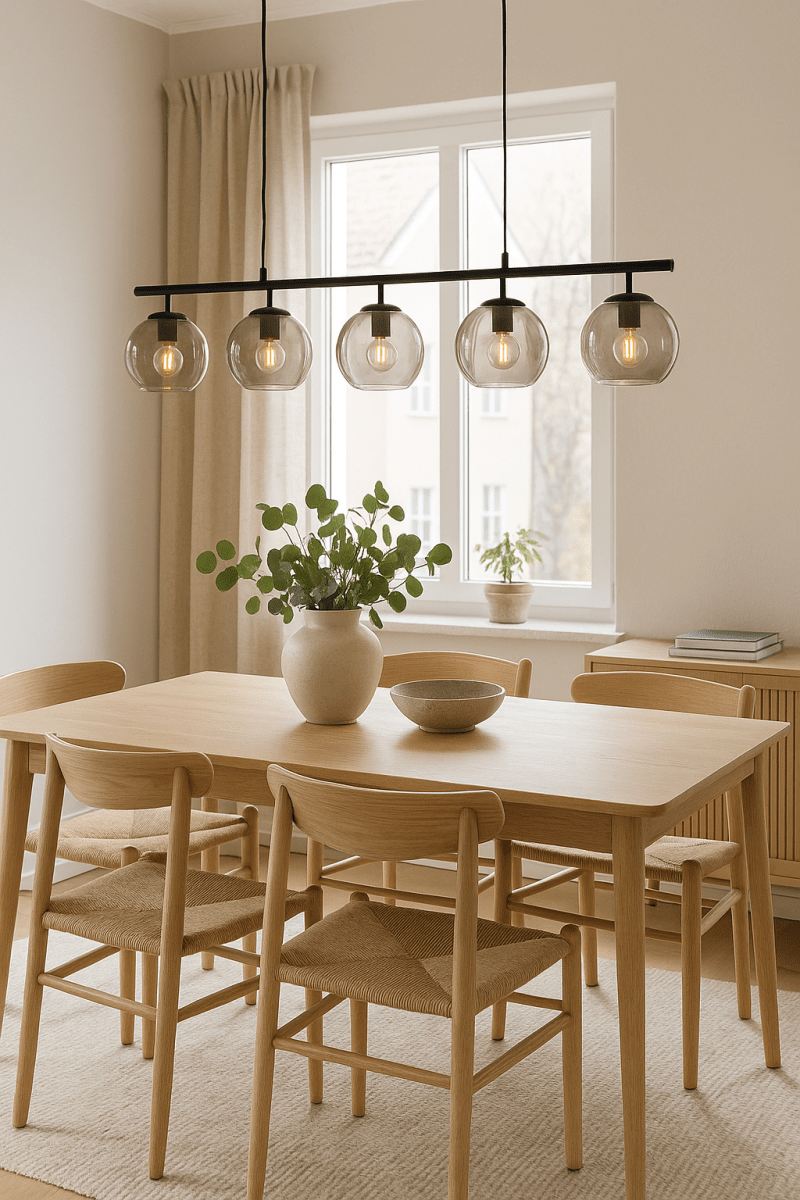 Globi 5 120cm Noir/Fumé suspension De Nordic Lighting - Sa suspension en m&eacute;tal noir lui conf&egrave;re une touche graphique et raffin&eacute;e, tandis que ses cinq coupoles rondes en verre fum&eacute; diffusent une lumi&egrave;re agr&eacute;able et homog&egrave;ne dans toute la pi&egrave;ce.