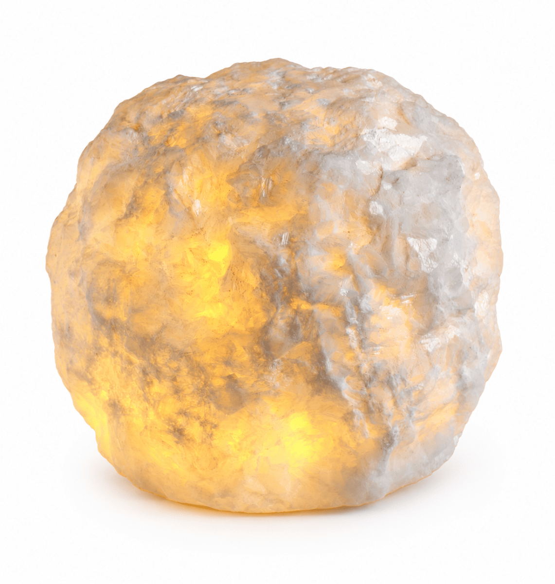 Marble 10cm Blanc De Unison - Sa forme ronde et irr&eacute;guli&egrave;re et le marbre blanc &eacute;voquent une boule de neige, tandis que sa lumi&egrave;re chaude cr&eacute;e un contraste chaleureux.