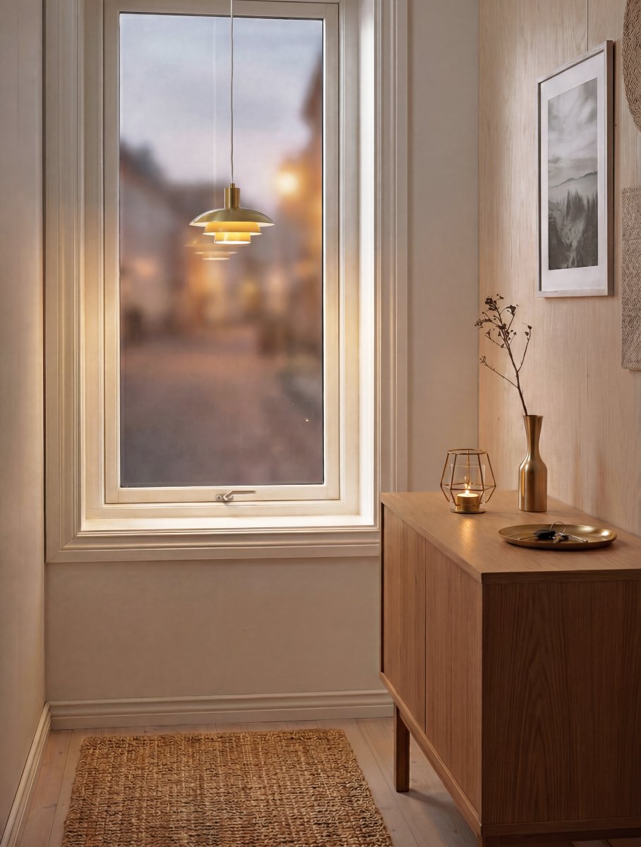 Epsilon Ø20 Or lampe de fenêtre De Aneta Lighting - Ses multiples abat-jour de diff&eacute;rentes hauteurs lui conf&egrave;rent une allure &agrave; la fois distinctive et &eacute;l&eacute;gante.