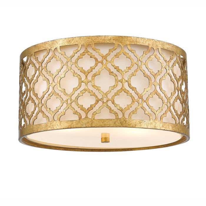 Arabella Ø40 Or plafonnier De Elstead Lighting - La base en verre blanc assure une r&eacute;partition homog&egrave;ne et sans &eacute;blouissement de la lumi&egrave;re.