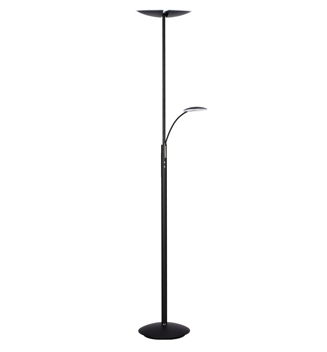  Lucius Noir mat lampadaire De Texa Design - Le lampadaire offre une lumière vive de 2 450 lumens, tandis que le bras de lecture diffuse une lumière optimale de 740 lumens.