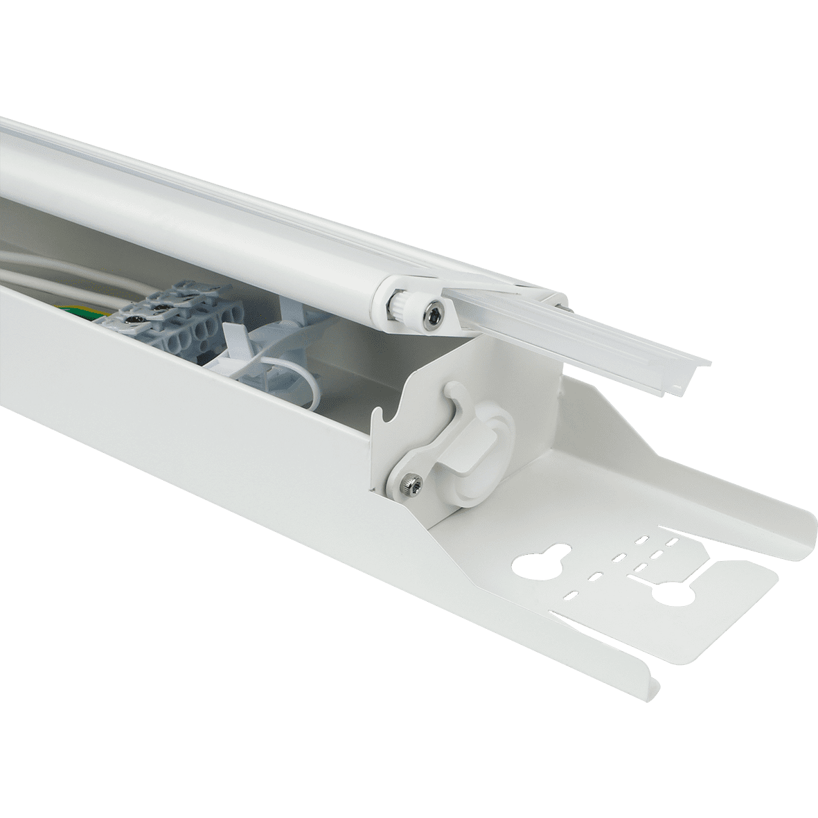 Henry Basic 4000K 165cm Blanc De Designlight - Le luminaire est ouvrable et dispose d'un bornier &agrave; connexion rapide avec borne &agrave; vis 5 p&ocirc;les pour c&acirc;ble de 2,5 mm&sup2;.