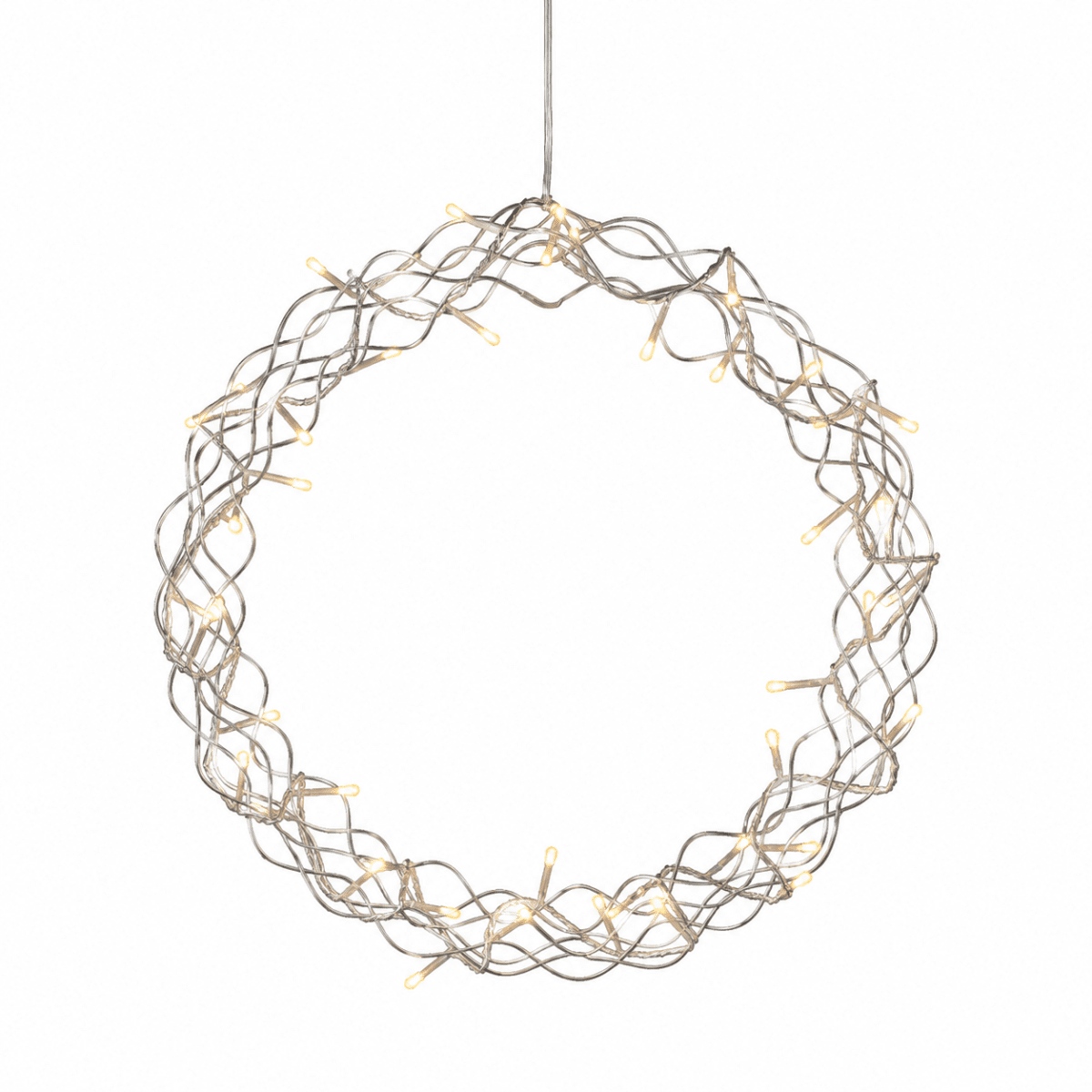 Couronne LED Ø45 Argent De Konstsmide - D'un diam&egrave;tre de 45 cm, cette guirlande est une magnifique d&eacute;coration, id&eacute;ale &agrave; suspendre &agrave; une fen&ecirc;tre ou &agrave; un mur, pour une ambiance encore plus chaleureuse durant les mois les plus sombres.