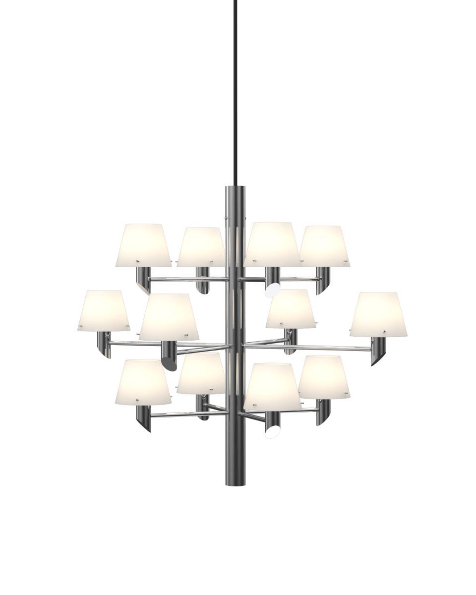 Gil Ø67 Chrome suspension De Herstal - Des ampoules de 4&nbsp;W rempla&ccedil;ables et dimmables sont incluses, offrant un flux lumineux de 330&nbsp;lumens et une temp&eacute;rature de couleur r&eacute;glable de 2&nbsp;200&nbsp;K &agrave; 3&nbsp;000&nbsp;K.