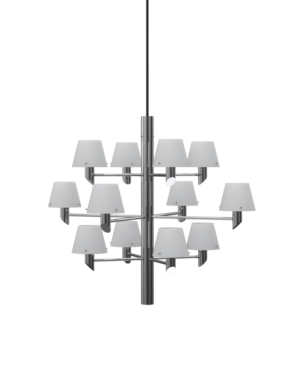 Gil Ø67 Chrome suspension De Herstal - Des ampoules de 4&nbsp;W rempla&ccedil;ables et dimmables sont incluses, offrant un flux lumineux de 330&nbsp;lumens et une temp&eacute;rature de couleur r&eacute;glable de 2&nbsp;200&nbsp;K &agrave; 3&nbsp;000&nbsp;K.