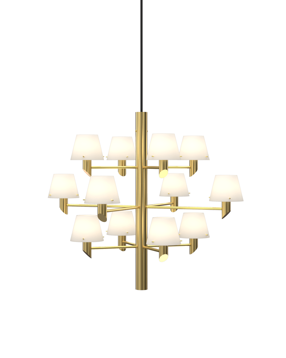 Gil Ø67 Laiton suspension De Herstal - Des ampoules 4&nbsp;W rempla&ccedil;ables et dimmables, &agrave; lumi&egrave;re chaude (330&nbsp;lm), sont incluses et leur intensit&eacute; est r&eacute;glable de 2&nbsp;200&nbsp;K &agrave; 3&nbsp;000&nbsp;K.