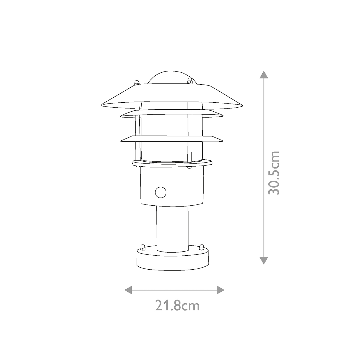 Helsingor PIR 30cm Noir De Elstead Lighting - Tillverkad av rostfritt st&aring;l i svart finish och glas, erbjuder den en robust och v&auml;derbest&auml;ndig konstruktion som &auml;r perfekt vid uppfarter, entr&eacute;er eller tr&auml;dg&aring;rdsg&aring;ngar.
