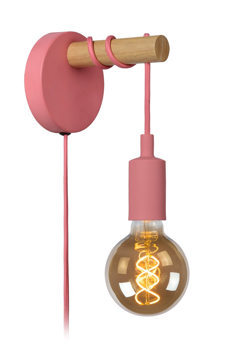 Pola Rose lampe pour enfant De Lucide - La longueur du c&acirc;ble est ajustable gr&acirc;ce &agrave; un syst&egrave;me d'enroulement d&eacute;coratif autour de la lampe.