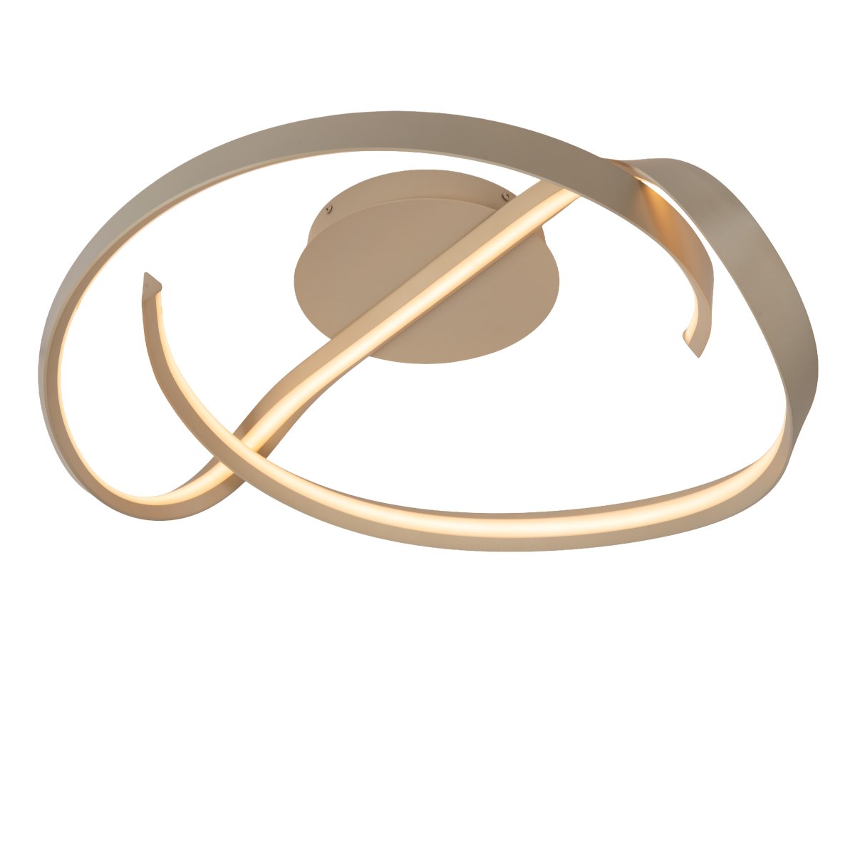 Menuet Ø60 Beige plafonnier De Lucide - Le Menuet est un plafonnier moderne en m&eacute;tal beige au design sculptural et &eacute;pur&eacute; qui devient un &eacute;l&eacute;ment central et &eacute;l&eacute;gant au plafond.