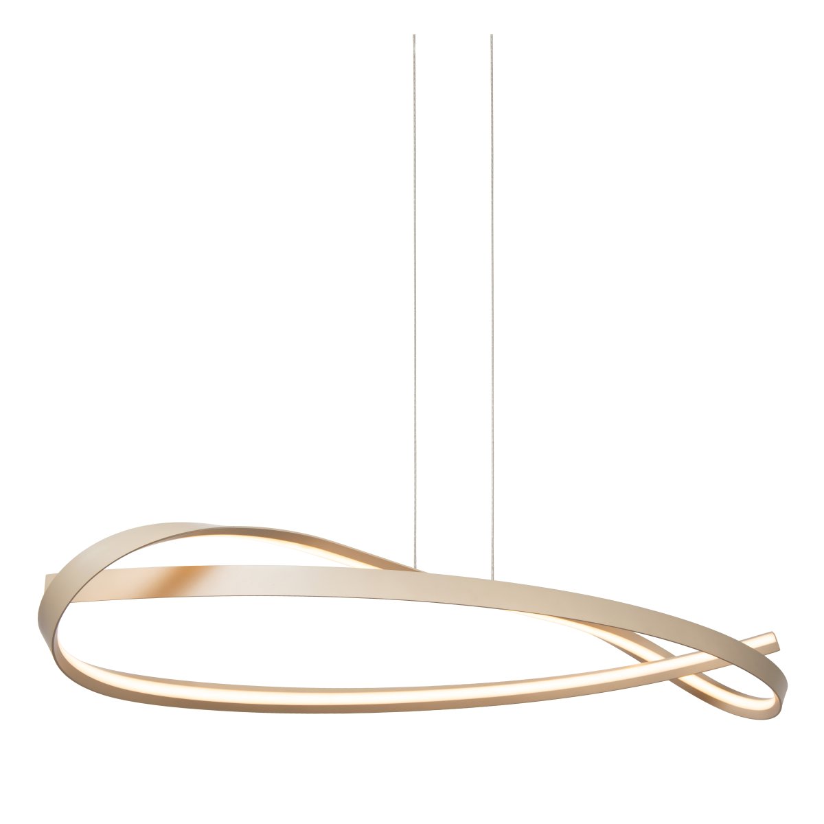 Menuet 110cm Beige suspension De Lucide - L'&eacute;l&eacute;gante suspension Menut, en m&eacute;tal beige, s&eacute;duit par sa forme douce et organique, conf&eacute;rant aux pi&egrave;ces une ambiance moderne et a&eacute;r&eacute;e.
