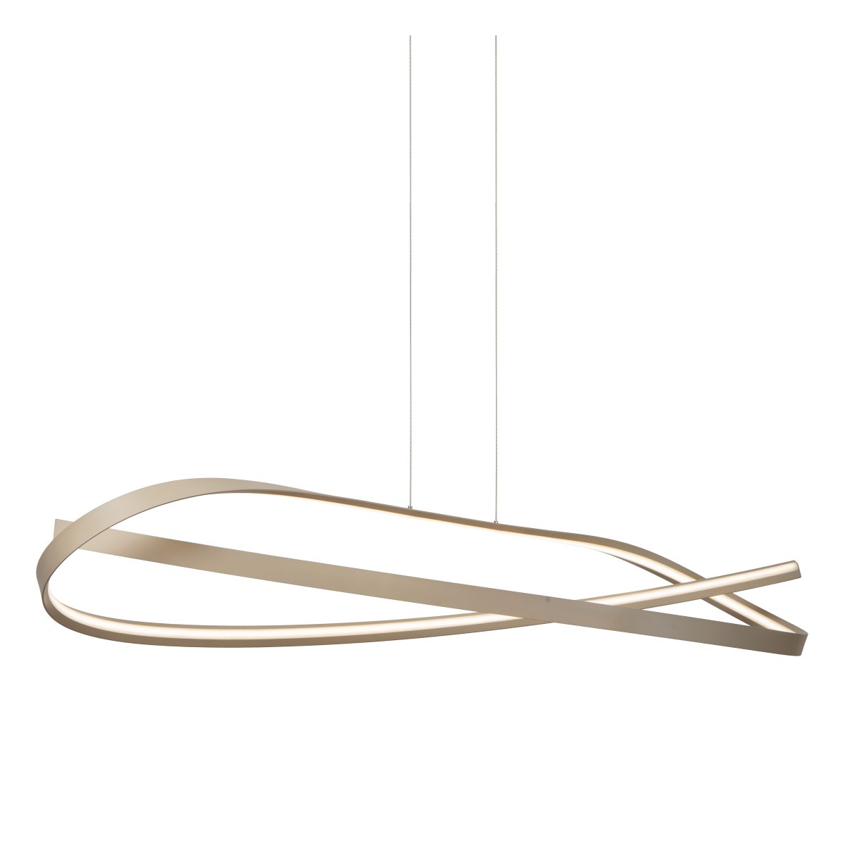 Menuet 140cm Beige suspension De Lucide - L'&eacute;l&eacute;gante suspension Menut, en m&eacute;tal beige, s&eacute;duit par sa forme douce et organique, conf&eacute;rant aux pi&egrave;ces une ambiance moderne et a&eacute;r&eacute;e.