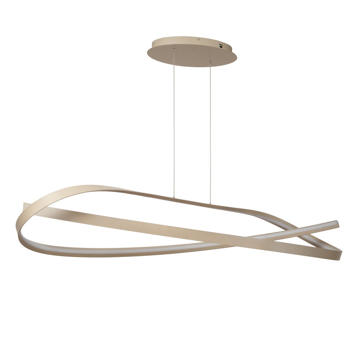 Menuet 140cm Beige suspension De Lucide - L'&eacute;l&eacute;gante suspension Menut, en m&eacute;tal beige, s&eacute;duit par sa forme douce et organique, conf&eacute;rant aux pi&egrave;ces une ambiance moderne et a&eacute;r&eacute;e.