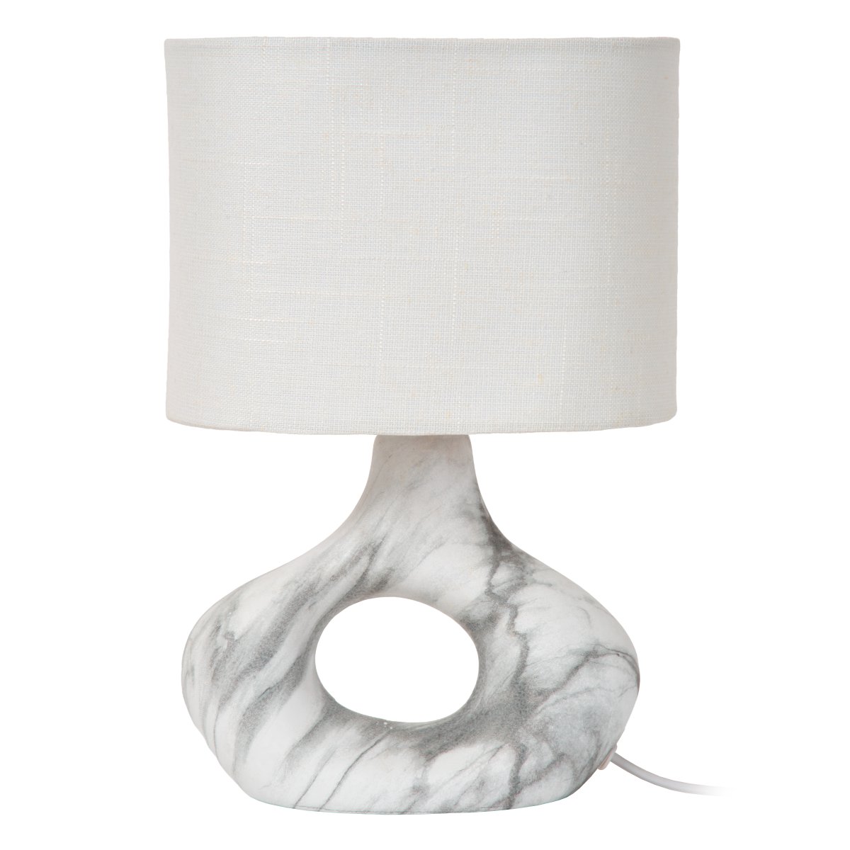Tomeo 30cm Blanc lampe de table De Lucide - Son pied en céramique, orné d'un magnifique motif marbré dans des tons de gris et de blanc, lui confère un caractère unique.