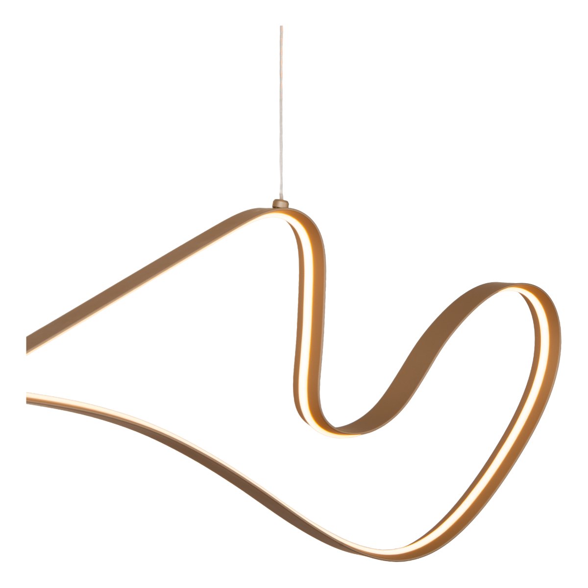 Lambada 165cm Champagne suspension De Lucide - La bande LED int&eacute;gr&eacute;e diffuse une lumi&egrave;re blanche chaude et vive qui illumine efficacement la pi&egrave;ce tout en cr&eacute;ant une ambiance chaleureuse.