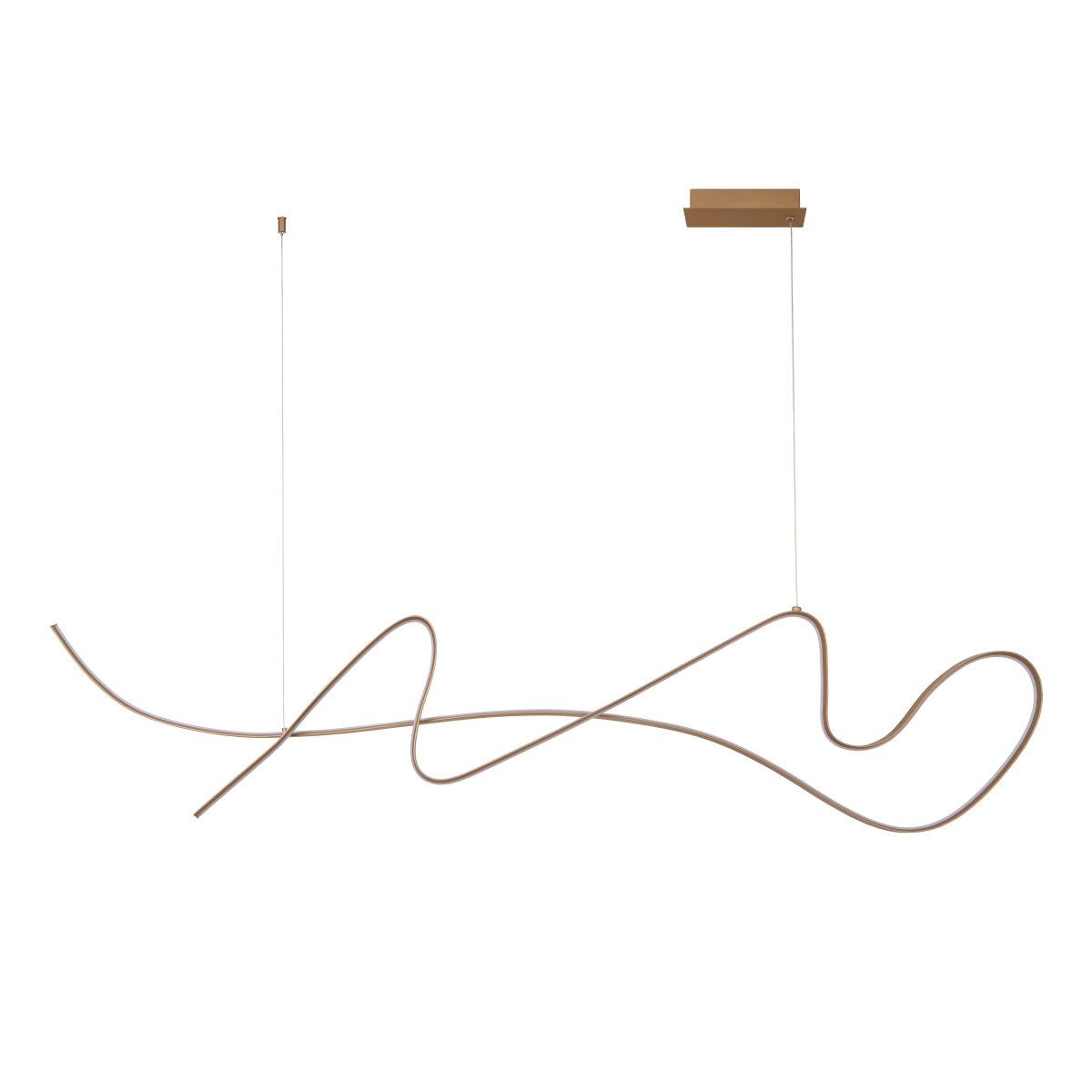 Lambada 165cm Champagne suspension De Lucide - La bande LED int&eacute;gr&eacute;e diffuse une lumi&egrave;re blanche chaude et vive qui illumine efficacement la pi&egrave;ce tout en cr&eacute;ant une ambiance chaleureuse.