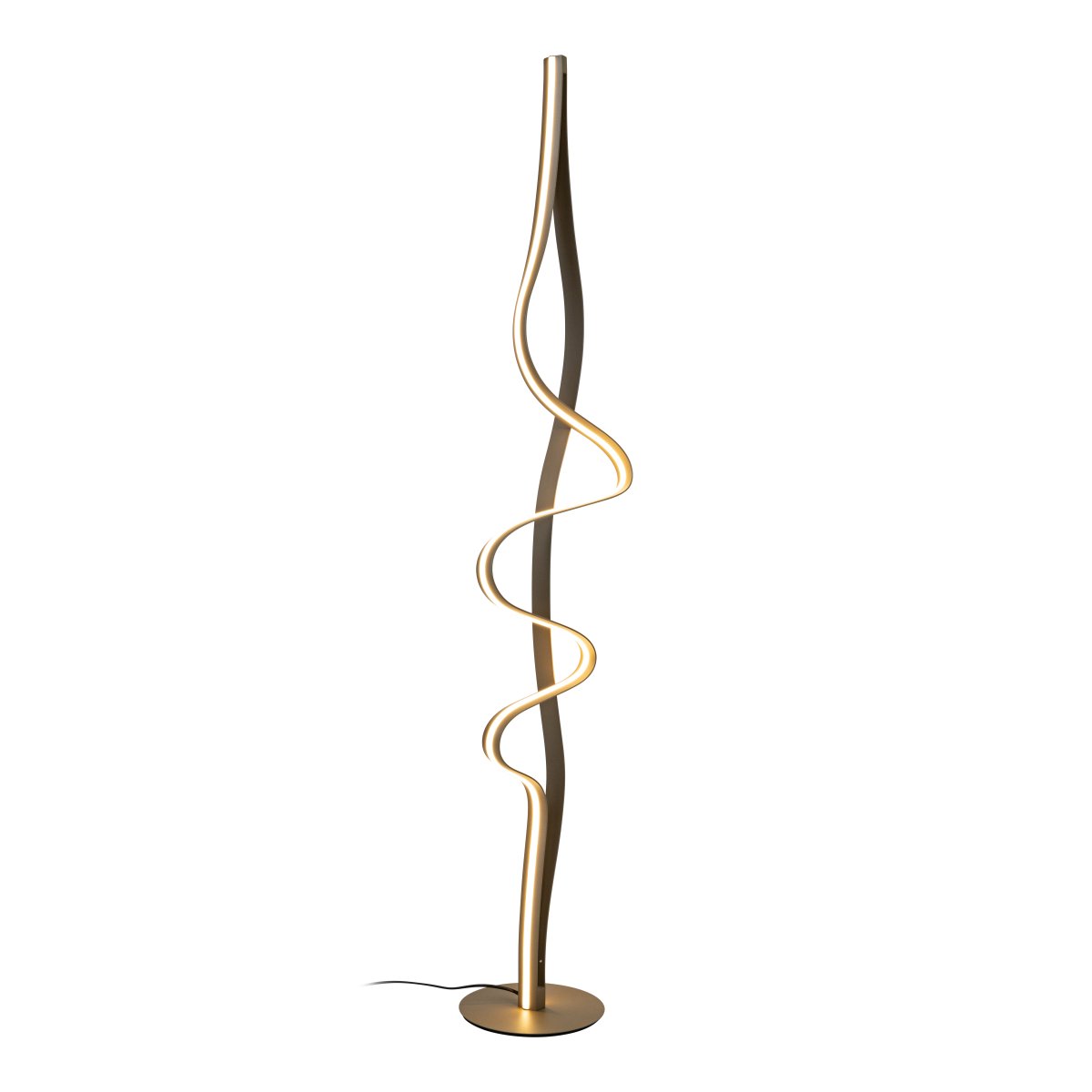 Lambada Laiton lampadaire De Lucide - Lambada est un lampadaire &eacute;l&eacute;gant en m&eacute;tal, dot&eacute; d'une finition exclusive en laiton mat et d'une forme douce et organique qui attire imm&eacute;diatement le regard.