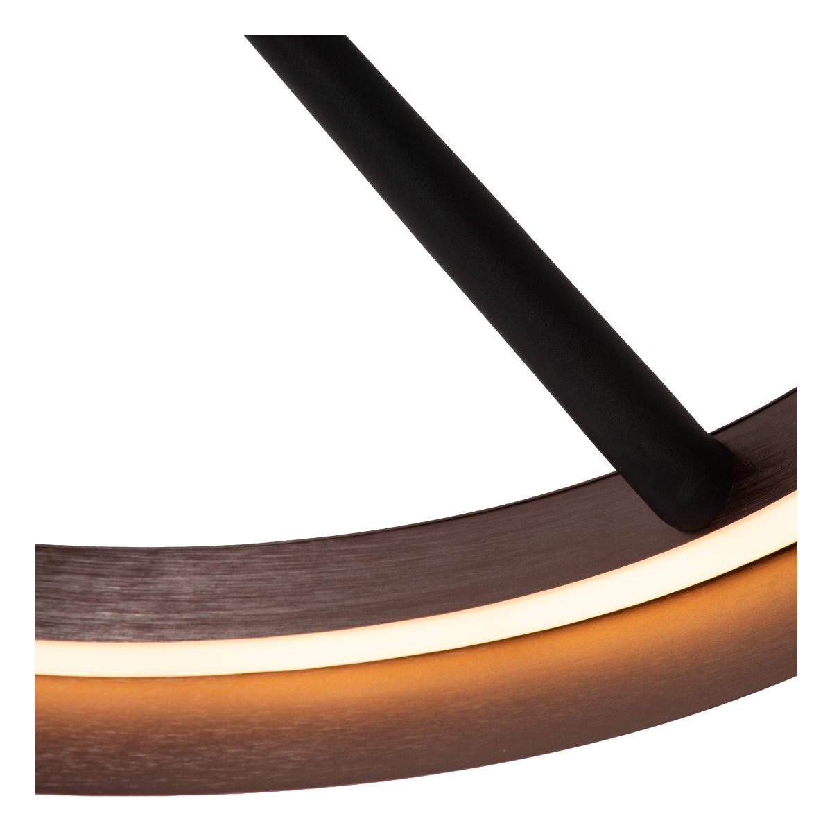 Leonard Ø55 Brun plafonnier De Lucide - Son abat-jour rond int&egrave;gre une bande LED qui diffuse une lumi&egrave;re vive et uniforme, id&eacute;ale pour les pi&egrave;ces o&ugrave; un bon &eacute;clairage est essentiel.