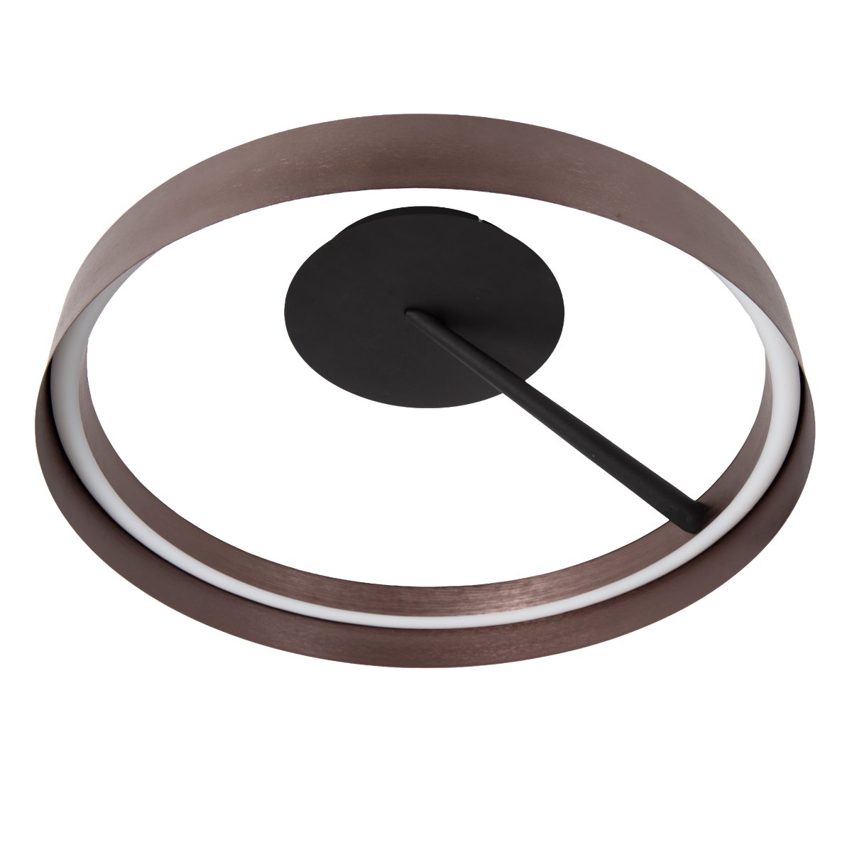 Leonard Ø55 Brun plafonnier De Lucide - Son abat-jour rond int&egrave;gre une bande LED qui diffuse une lumi&egrave;re vive et uniforme, id&eacute;ale pour les pi&egrave;ces o&ugrave; un bon &eacute;clairage est essentiel.