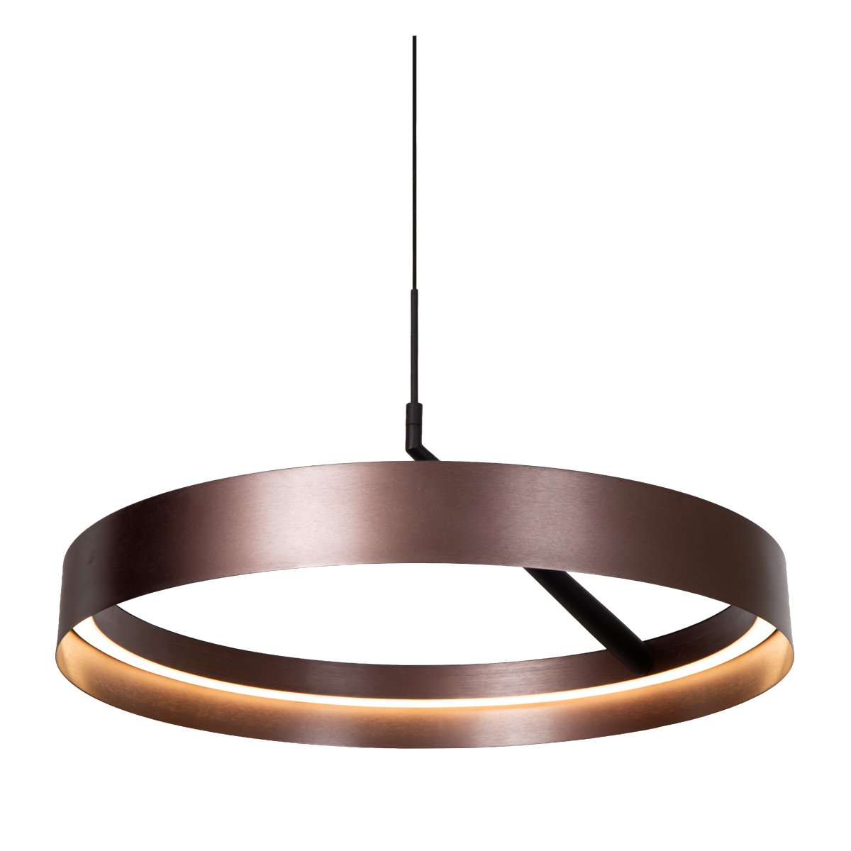 Leonard Ø55 Brun suspension De Lucide - La lumi&egrave;re est dimmable sur trois niveaux gr&acirc;ce &agrave; un interrupteur mural standard, permettant ainsi d'ajuster facilement la luminosit&eacute; selon les besoins.